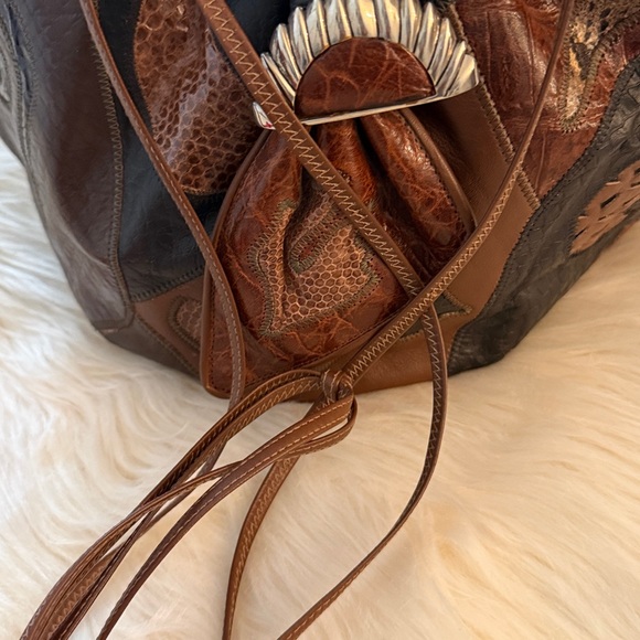 Sharif Vintage Made in the USA Elegant Genuine Leather Patchwork Crossbody 🔥🔥🔥 - Picture 7 of 16